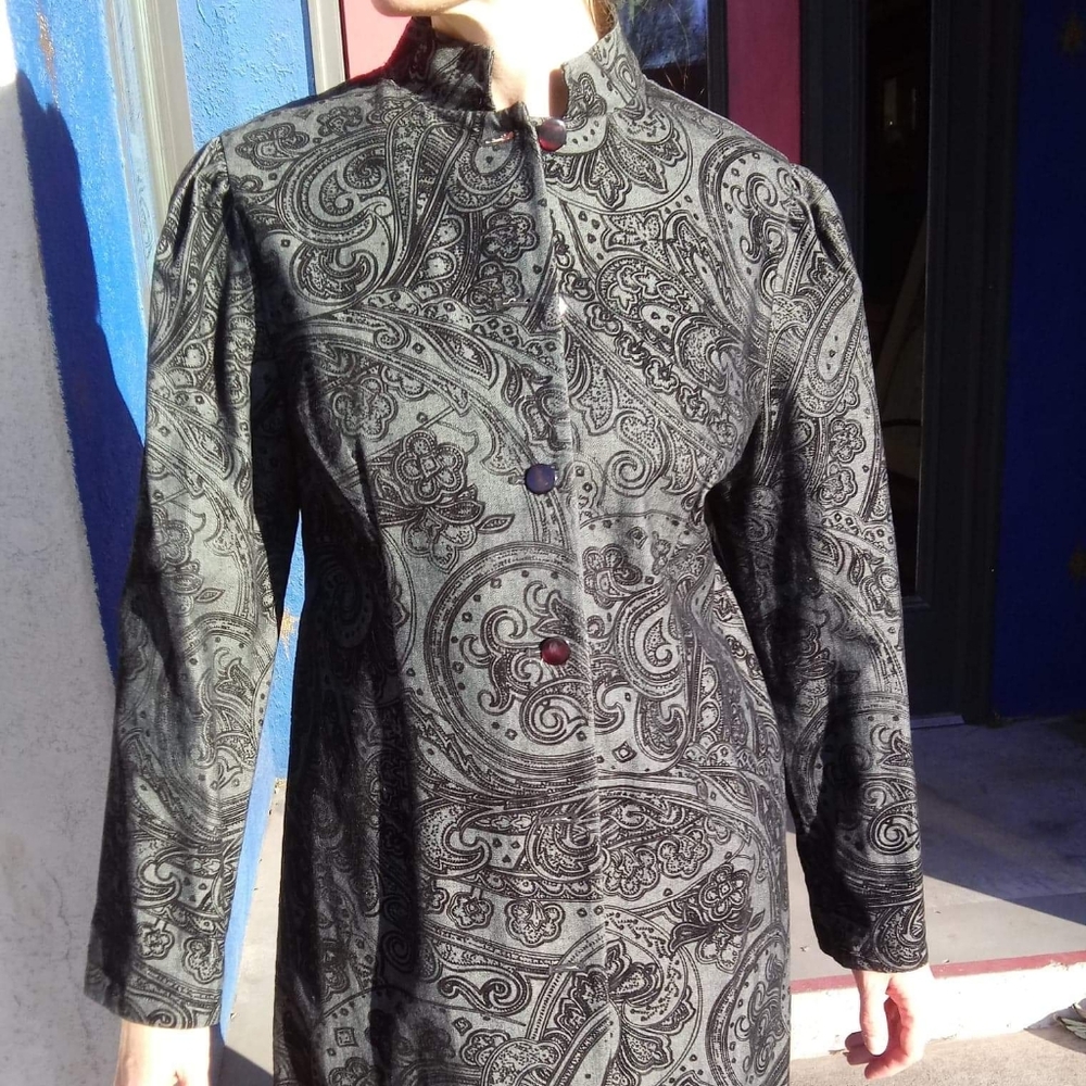 Kenzie 14 Paisley Velvet Jacquard Denim Jacket